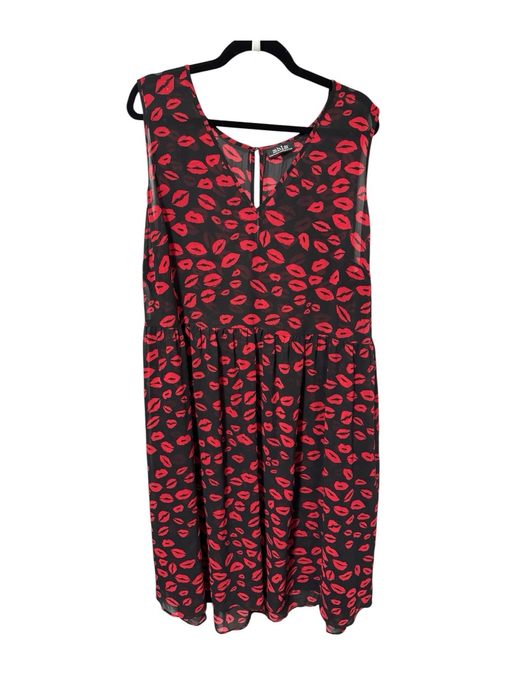 mblm Black Dress with Red Lip Motif